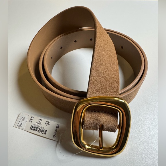 NWT Madewell Scuptural Buckle Belt Size Large Cumin (Tan) - Picture 2 of 2